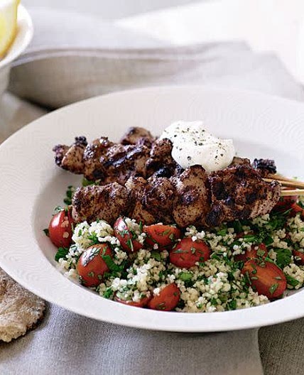 Sumac kebabs on couscous tabouli