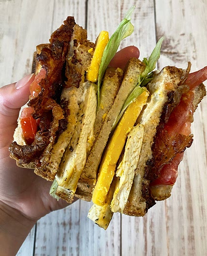 Vegan Chicken Bacon Clubhouse