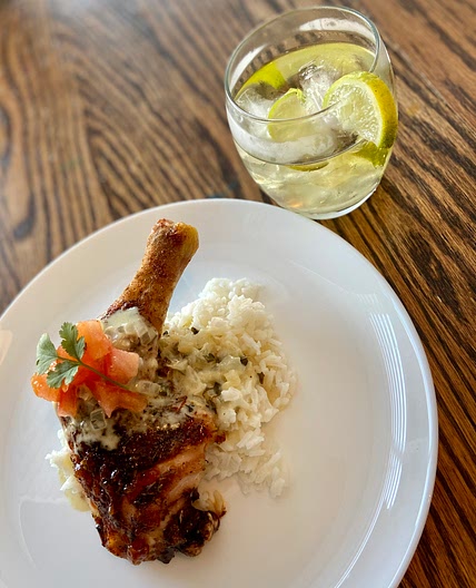 Spicy Chipotle Roasted Chicken w/ Chardonnay Cilantro Lime Sauce