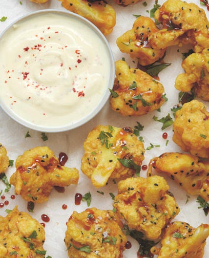 Turmeric Battered Cauliflower With Saffron Yogurt