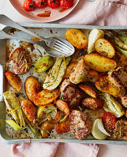 Pork, apple and leek traybake | Asda Good Living