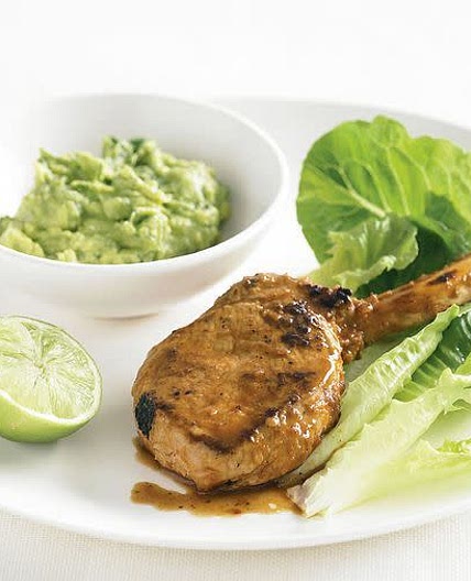 Barbecued peri-peri pork with quick guacamole