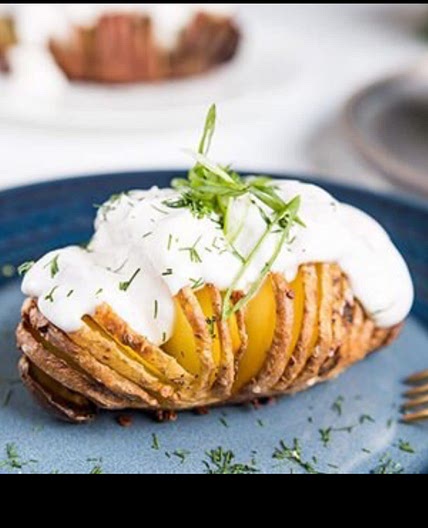 Horseradish Crema On Hasselback Potato
