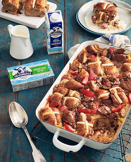 Hot Cross Bun Bread & Butter Pudding