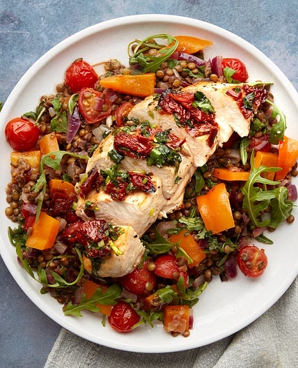 MC - Wild garlic & sundried tomato chicken with lentils