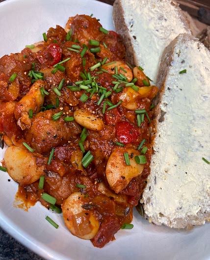 Sausage & Bean Casserole w Crusty Bread 