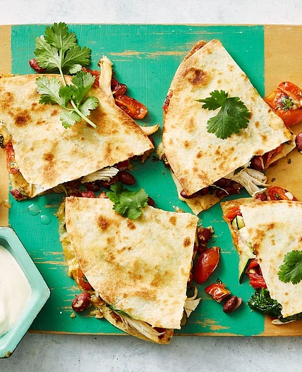 Chicken and Mexi-bean quesadillas