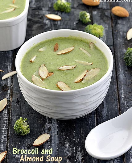 broccoli almond soup recipe | protein rich soup | healthy almond broccoli soup |
