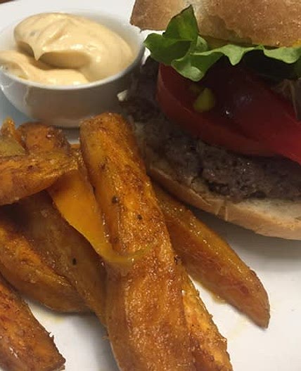 Smash Burgers with Sweet Potato Fries