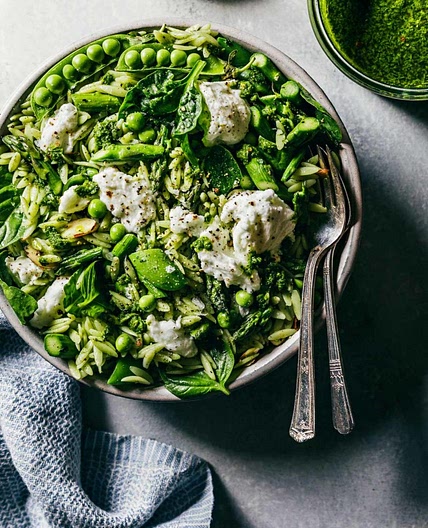 Green Orzo Salad w/ Basil Vinaigrette