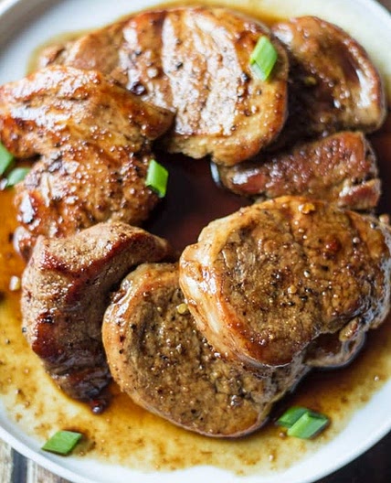 Pork Tenderloin Medallions with Maple Mustard Sauce