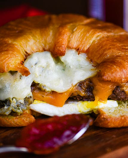Croissant Breakfast Cheeseburger