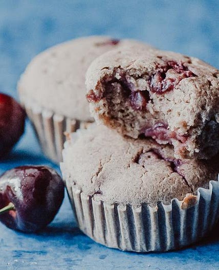 Gluten-Free Cherry Cobbler Muffins (Vegan, Oil-Free)