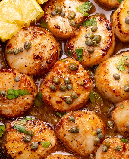 Pan Seared Scallops with Lemon Caper Sauce