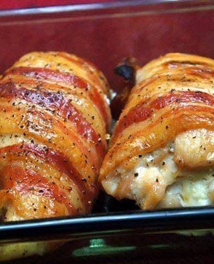 BACON WRAPPED CREAM CHEESE STUFFED CHICKEN BREAST RECIPE