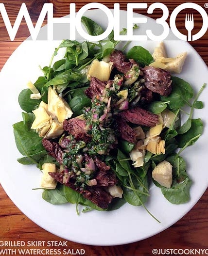 Grilled Skirt Steak with Watercress Salad