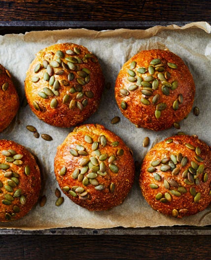 Sweet potato and pumpkin seed rolls