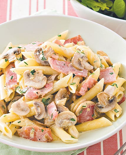 Creamy ham and mushroom pasta