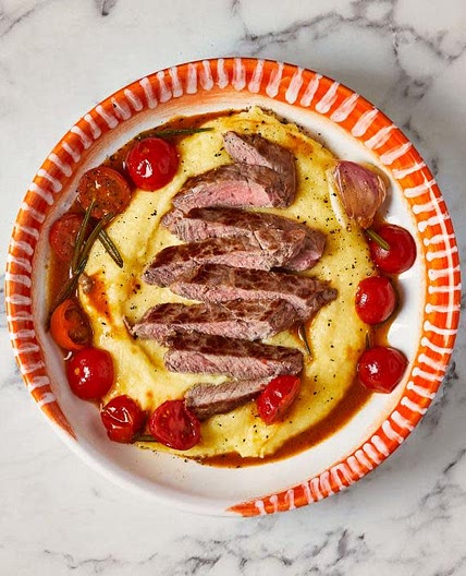 G - 10-Min Steak, Seared Tomatoes & Cheesy Polenta