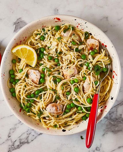 G - 10-Min Lemony Chicken & Pea Spaghetti