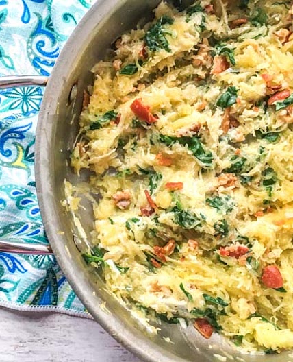 Low Carb Spaghetti Squash with Goat Cheese & Walnuts
