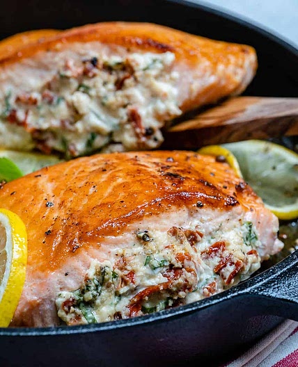 Sun-dried Tomato Stuffed Salmon