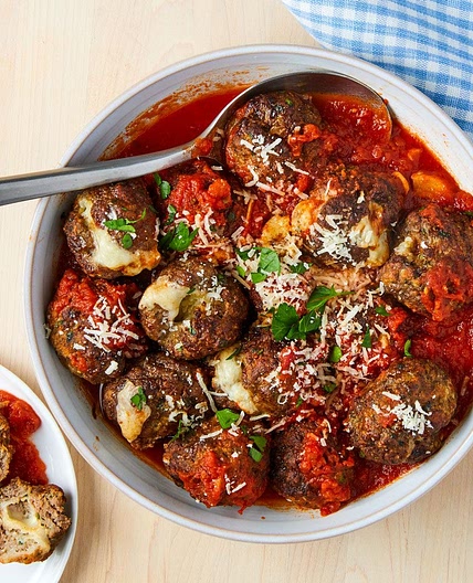 Air Fryer Mozzarella-Stuffed Meatballs