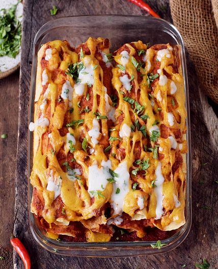 Vegitarian TVP Enchiladas
