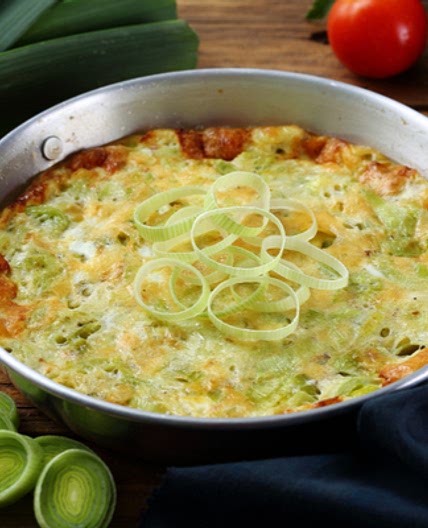 Omelette mousseline aux poireaux