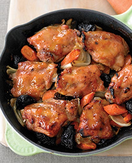 Apricot-Glazed Chicken with Prunes and Carrots - Delicious Living