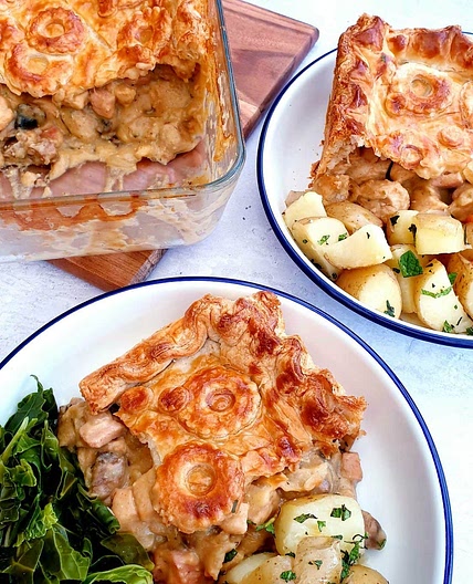 Puff Pastry Pie with Chicken, Ham & Mushroom