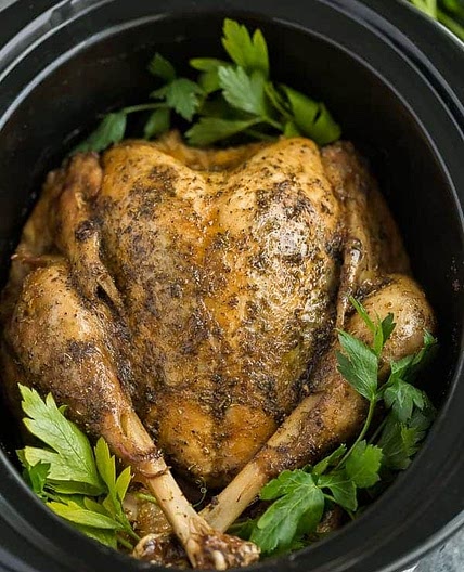 Crockpot Turkey with Garlic Butter