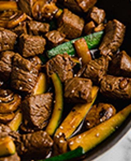 Hibachi Steak Bites with Zucchini and Mushrooms