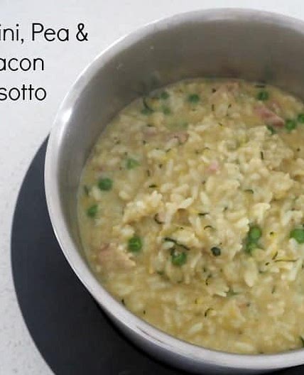 Zucchini, Pea and Bacon Risotto
