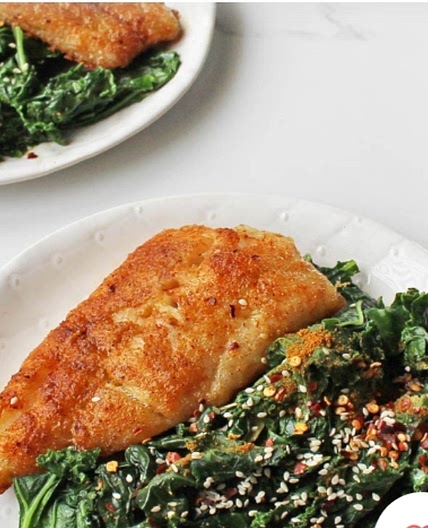 Cajun Spiced Fish with Curried Kale