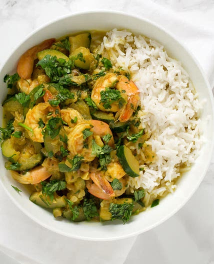 Shrimp & Zucchini Coconut Curry with Basmati Rice