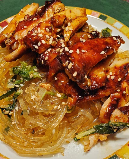 5-Spice Chicken with Teriyaki Glass Noodles — Spicin' and Dicin'
