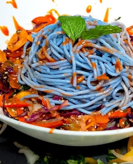 butterfly pea blue noodles