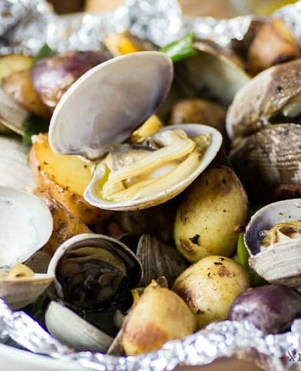 Clam, Bacon, Little Potato Foil Packs