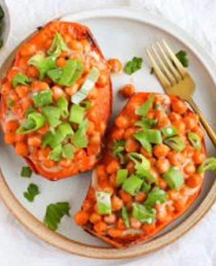 Buffalo Chickpea Stuffed Sweet Potato