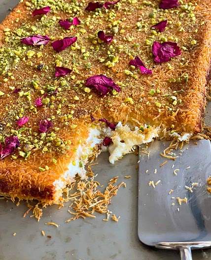 Kunafa with Clotted Cream (Ashta) and Cheese