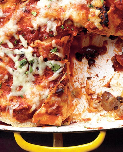 Mushroom and Black Bean Tortilla Casserole