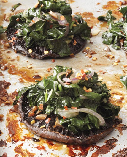 Roasted Portobellos with Kale