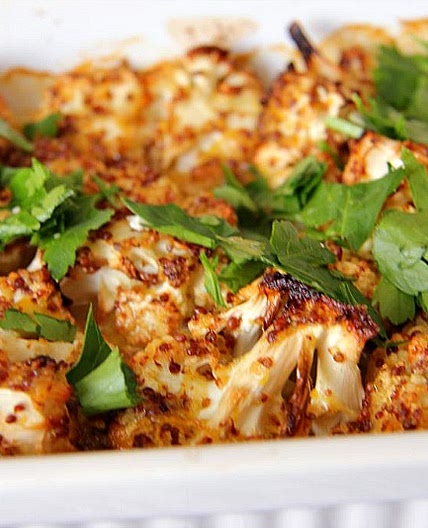 Cauliflower Roasted in Dijon Mustard and Lemon Butter Sauce