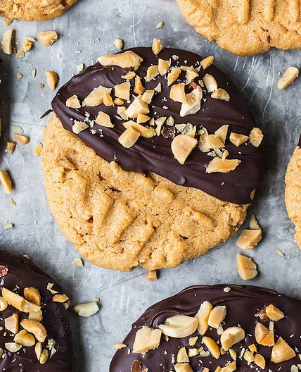 Chocolate Dipped Peanut Butter Cookies