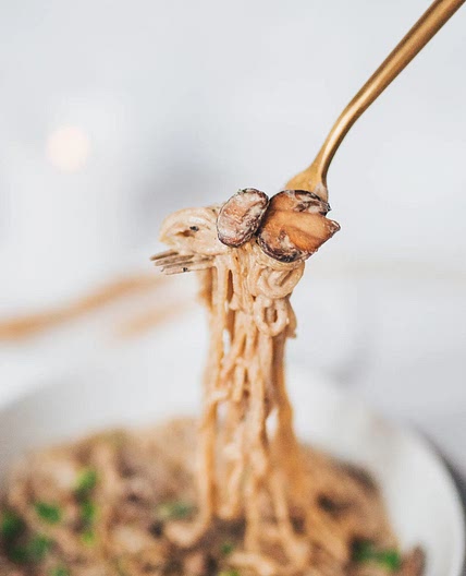 Creamy Mushroom Shirataki Spaghetti