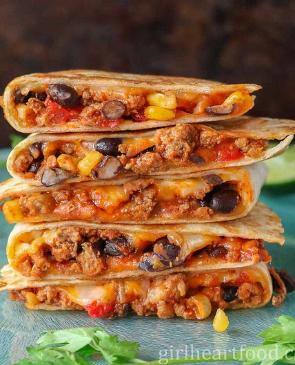 Cheesy Ground Turkey Quesadillas