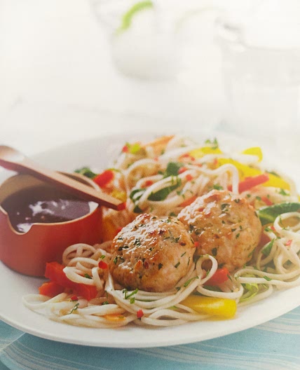 Thai-spiced turkey patties with noodle salad