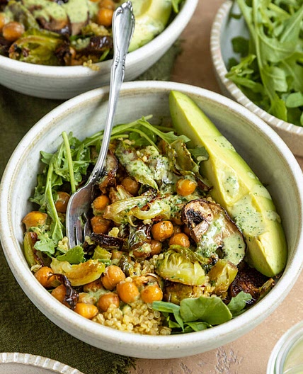 Veggie Quinoa Bowl with Cilantro Tahini Dressing