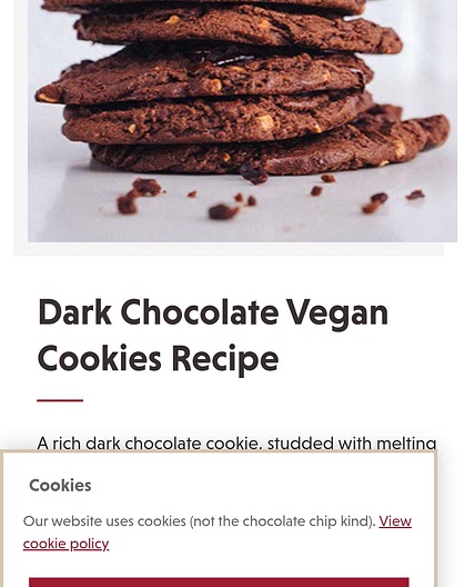 Dark Chocolate Vegan Cookies Pret A Manger